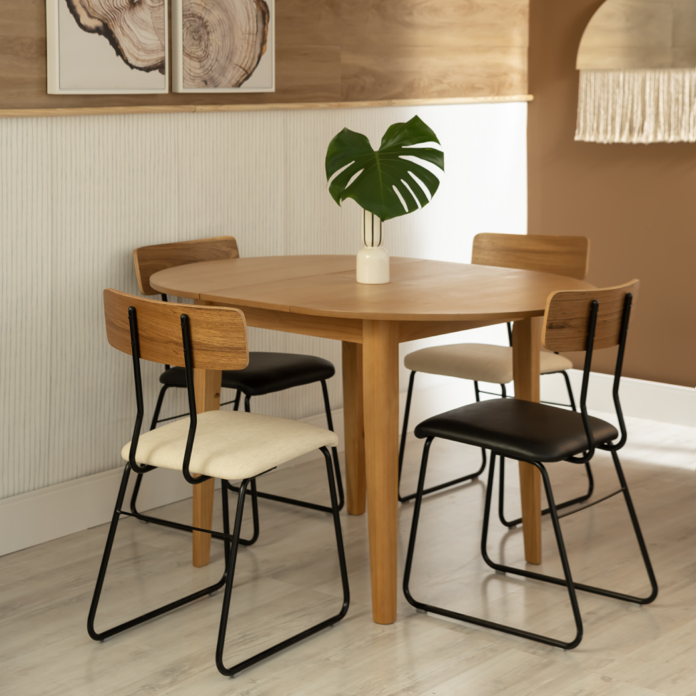 Mesa de Jantar Redonda Extensível com Tampo MDF Fresta Avelã