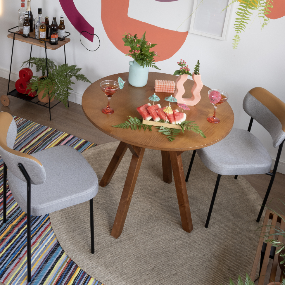 Mesa de Jantar Redonda Ipiranga Amêndoa 90 cm