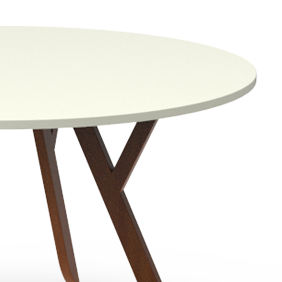Mesa de Jantar Redonda Ipiranga Off White e Amêndoa 120 cm