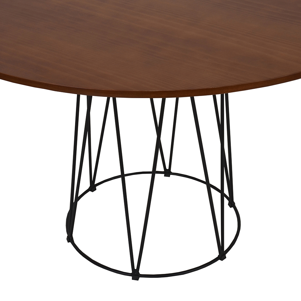 Mesa de Jantar Redonda Linhas Amêndoa e Preta 120 cm