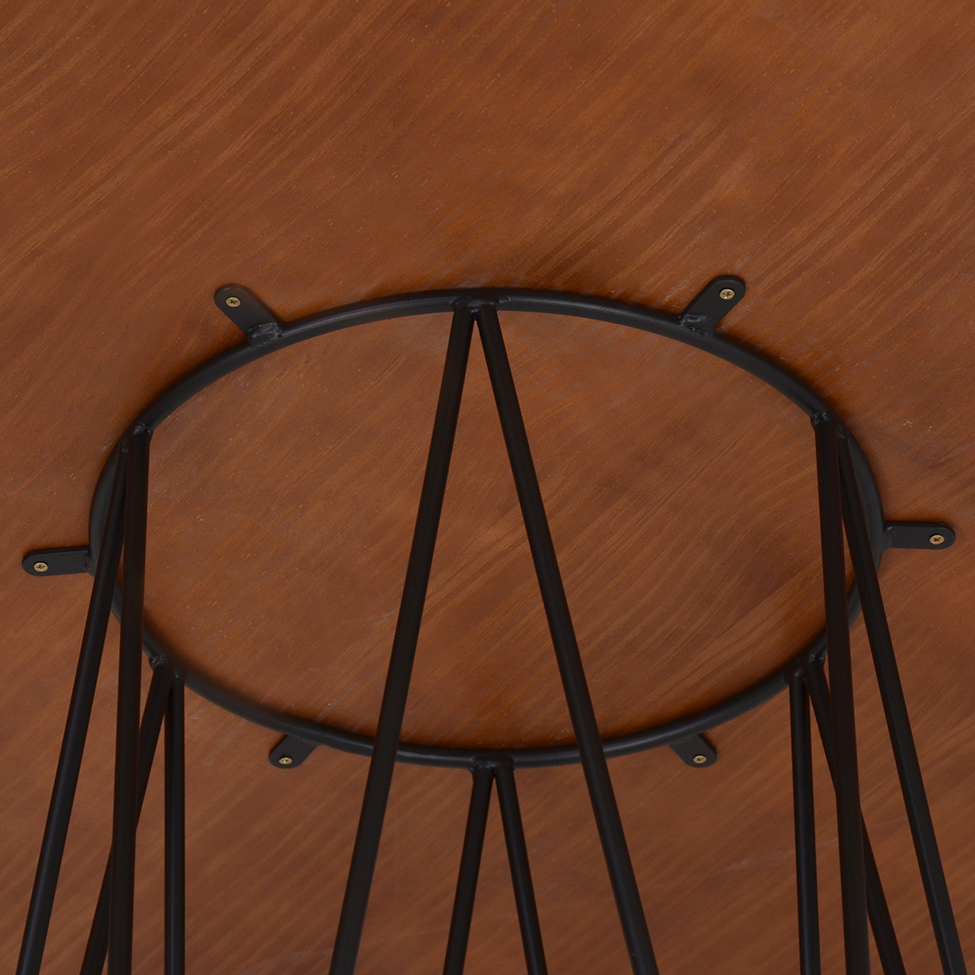 Mesa de Jantar Redonda Linhas Amêndoa e Preta 120 cm