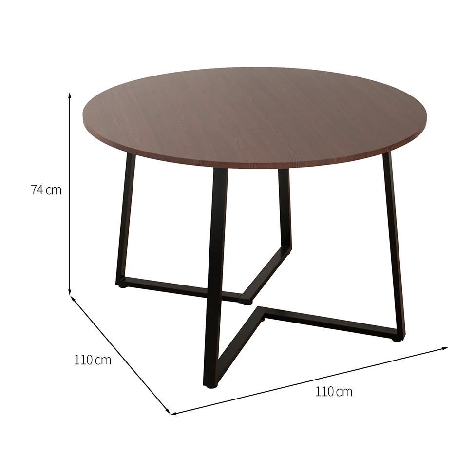 Mesa de Jantar Redonda Rotterdam Amêndoa e Preta 110 cm