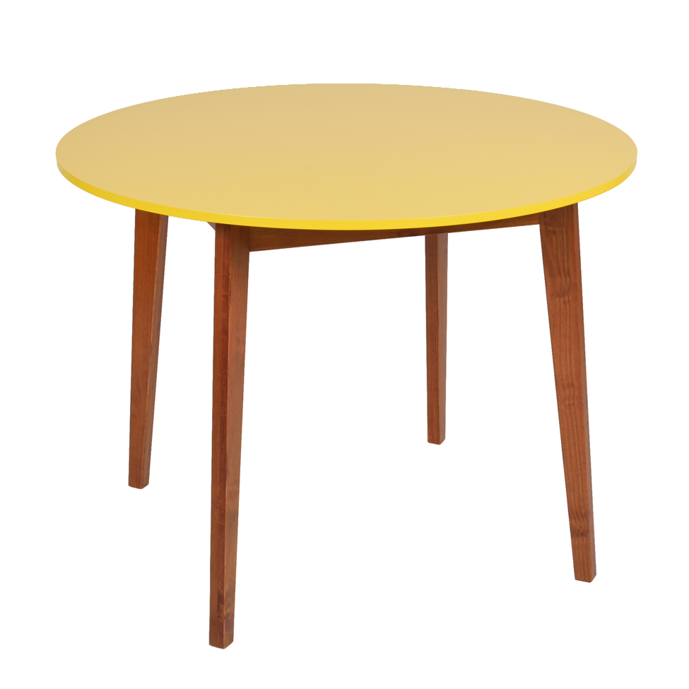 Mesa de Jantar Redonda Tóquio Amarela e Mel 100 cm
