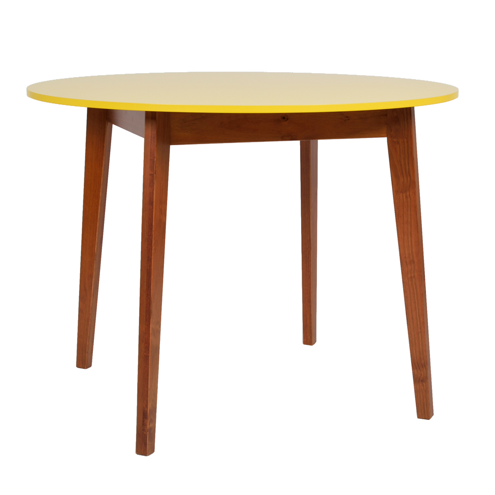 Mesa de Jantar Redonda Tóquio Amarela e Mel 100 cm