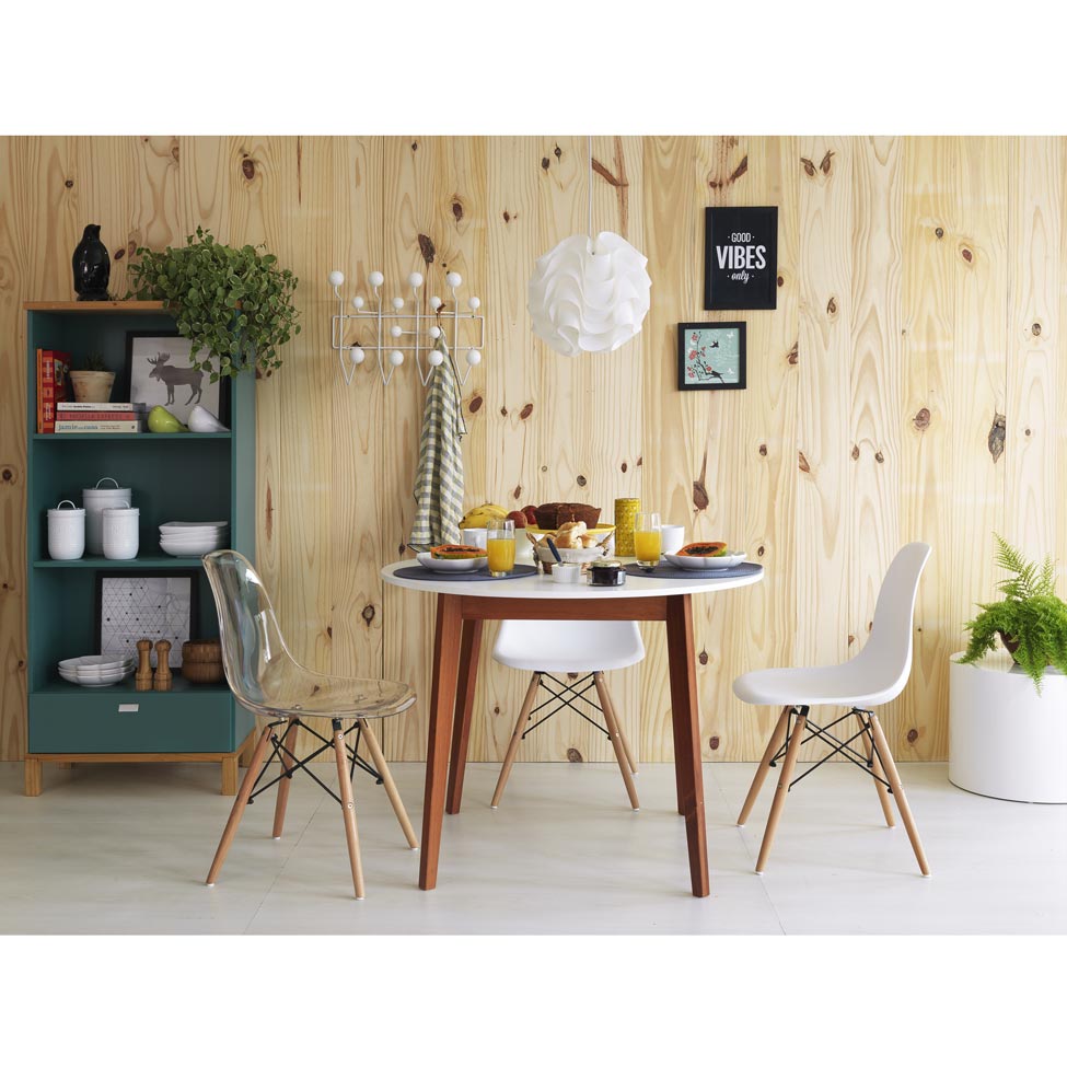 Mesa de Jantar Redonda Tóquio Branca e Castanho 100 cm