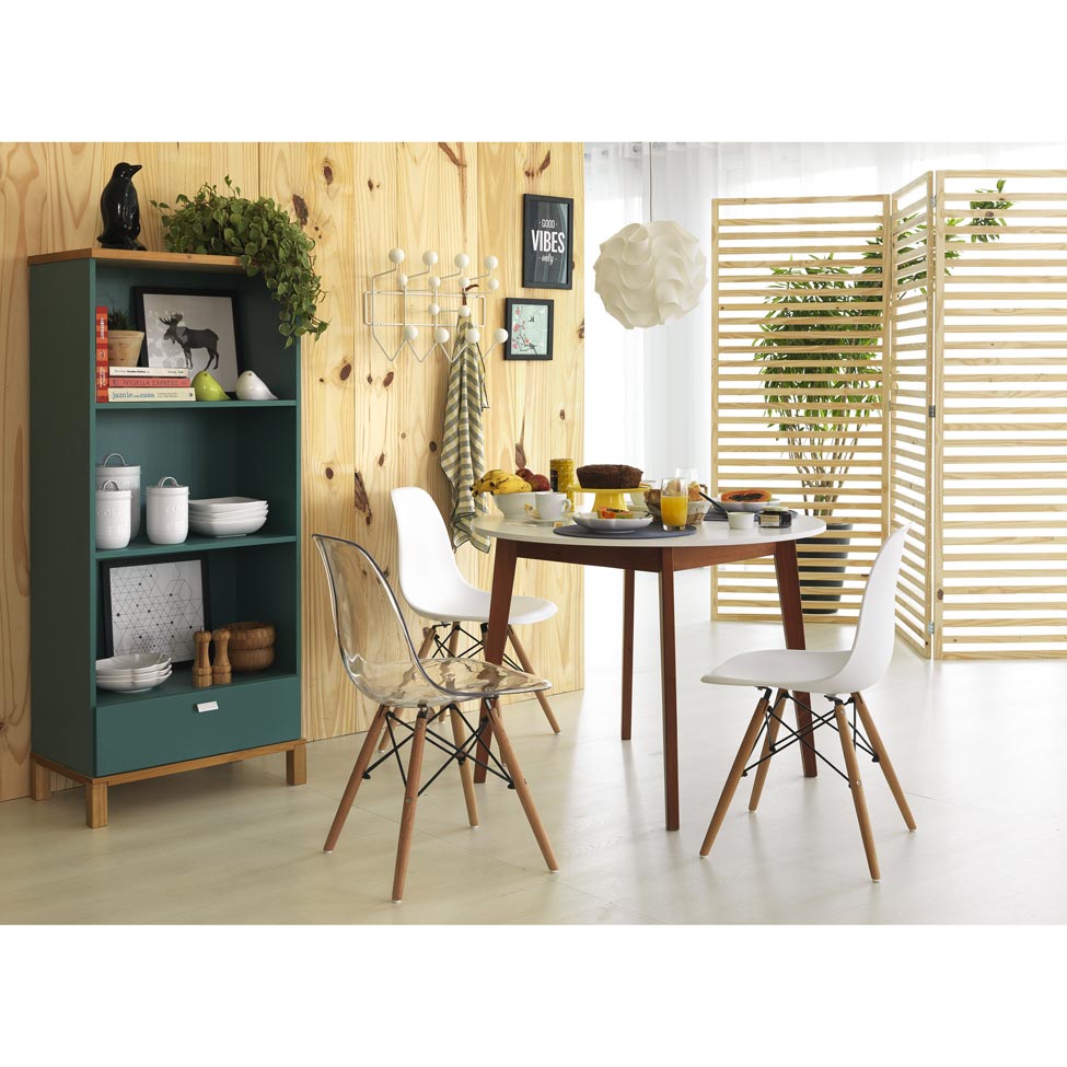 Mesa de Jantar Redonda Tóquio Branca e Castanho 100 cm