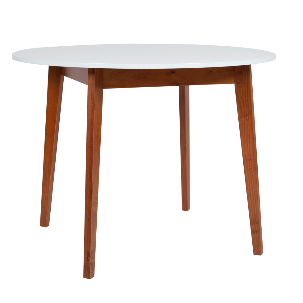 Mesa de Jantar Redonda Tóquio Branca e Castanho 100 cm
