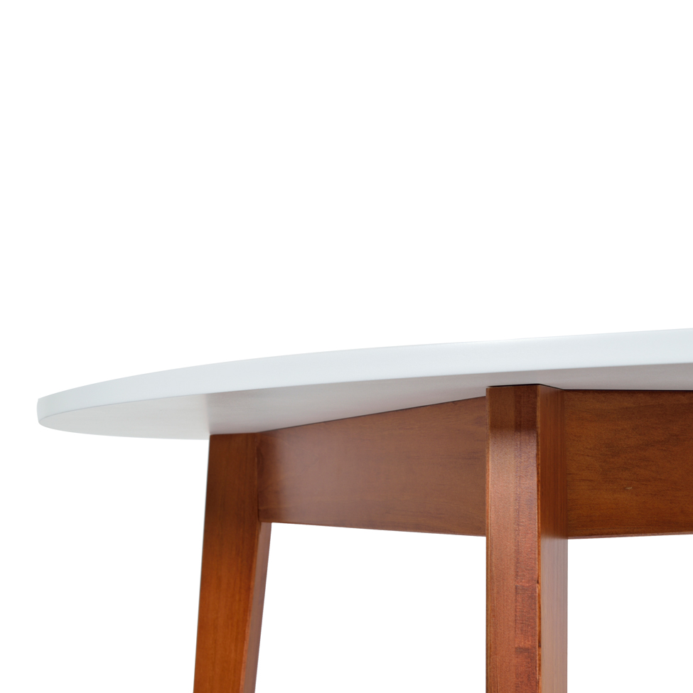Mesa de Jantar Redonda Tóquio Branca e Castanho 100 cm