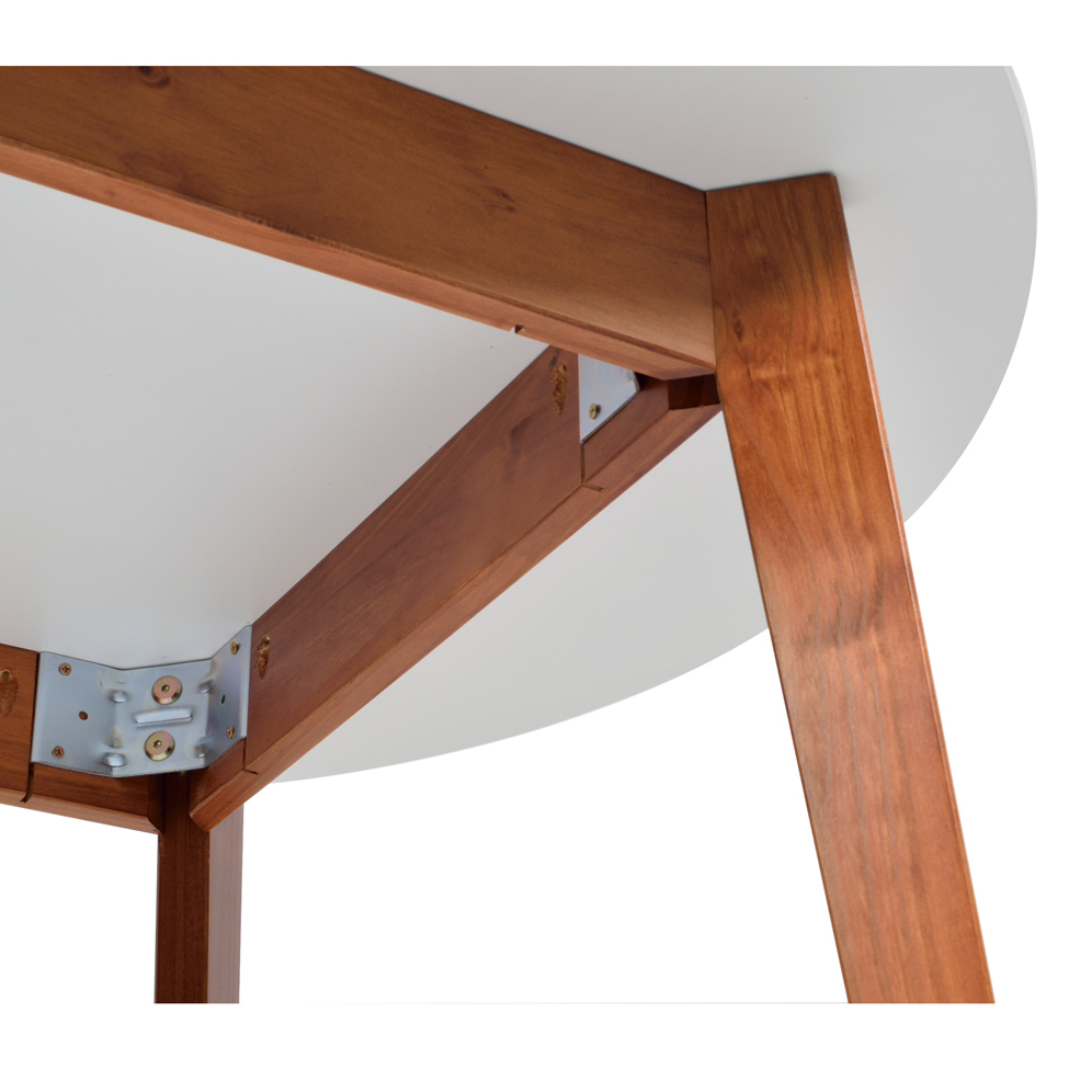 Mesa de Jantar Redonda Tóquio Branca e Castanho 100 cm