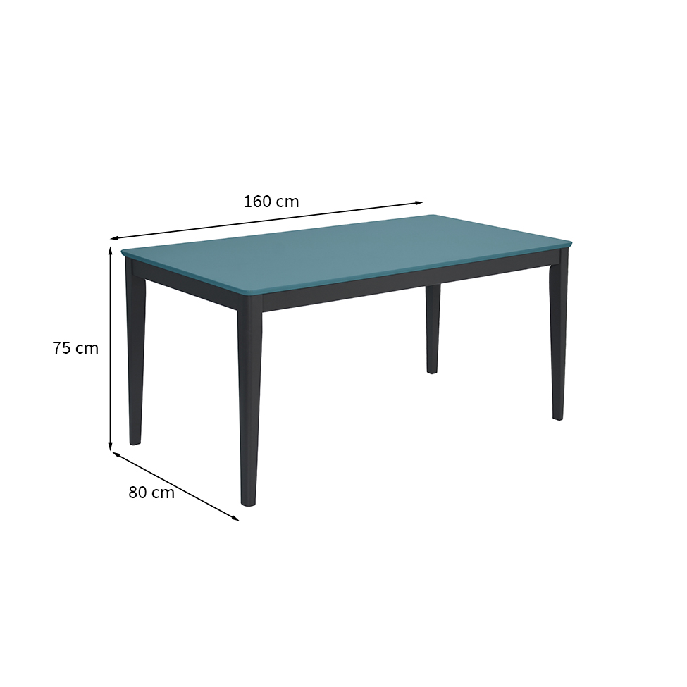 Mesa de Jantar Retangular Breakfast Azul e Grafite 160 cm