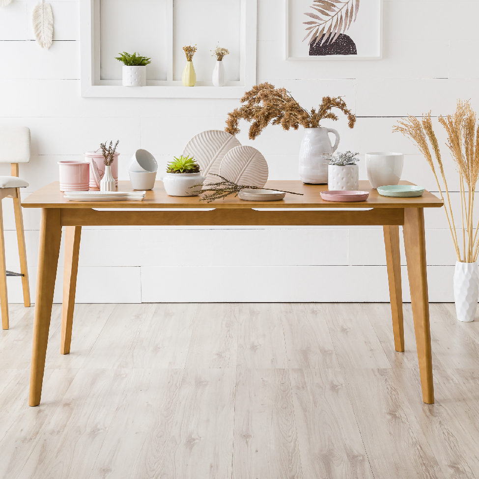 Mesa de Jantar Retangular Elis Avelã 158 cm
