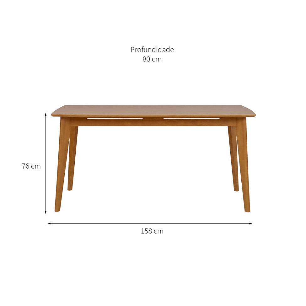 Mesa de Jantar Retangular Elis Avelã 158 cm
