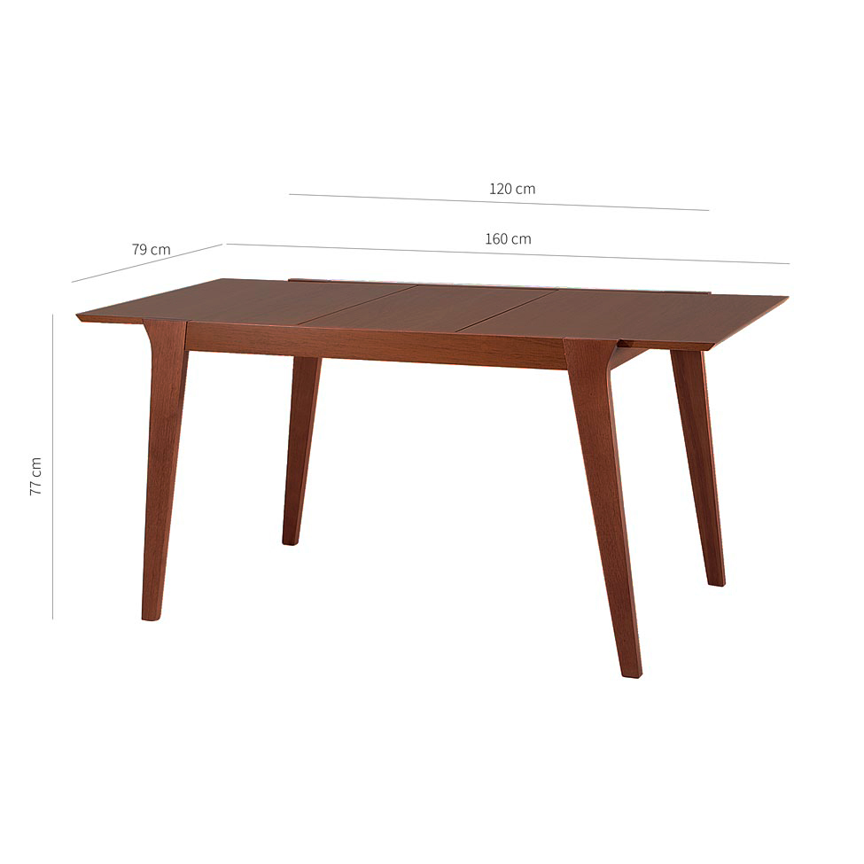 Mesa de Jantar Retangular Extensível Delta Amêndoa 120 cm