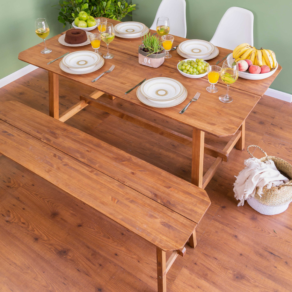 Mesa de Jantar Retangular Famille Amêndoa Rustico 160 cm