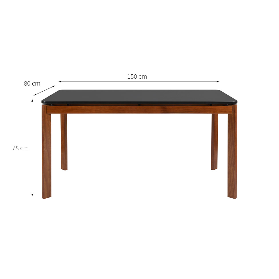 Mesa de Jantar Retangular Flute Preta e Amêndoa 150 cm