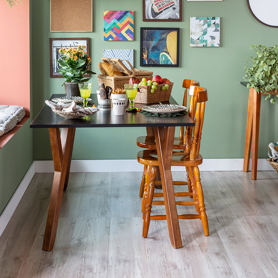 Mesa de Jantar Retangular Ipiranga Preta e Amêndoa 160 cm