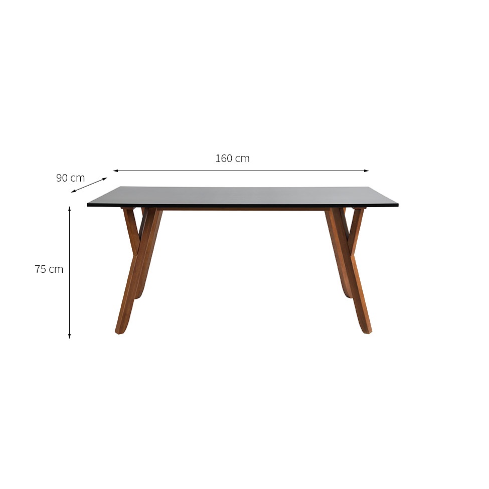 Mesa de Jantar Retangular Ipiranga Preta e Amêndoa 160 cm