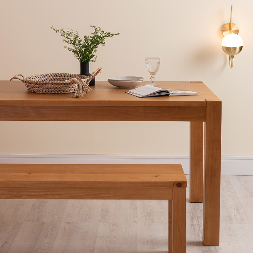 Mesa de Jantar Retangular Macaúba Madeira Maciça Amêndoa 160 cm