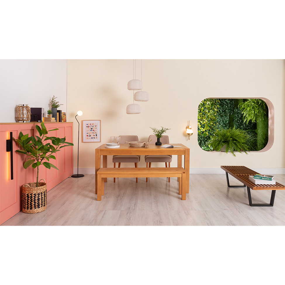 Mesa de Jantar Retangular Macaúba Madeira Maciça Amêndoa 160 cm