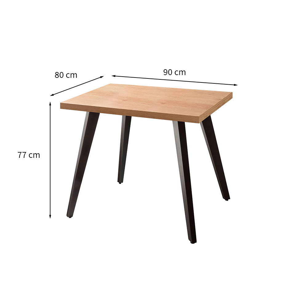 Mesa de Jantar Retangular Naarden Acácia e Preta 90 cm