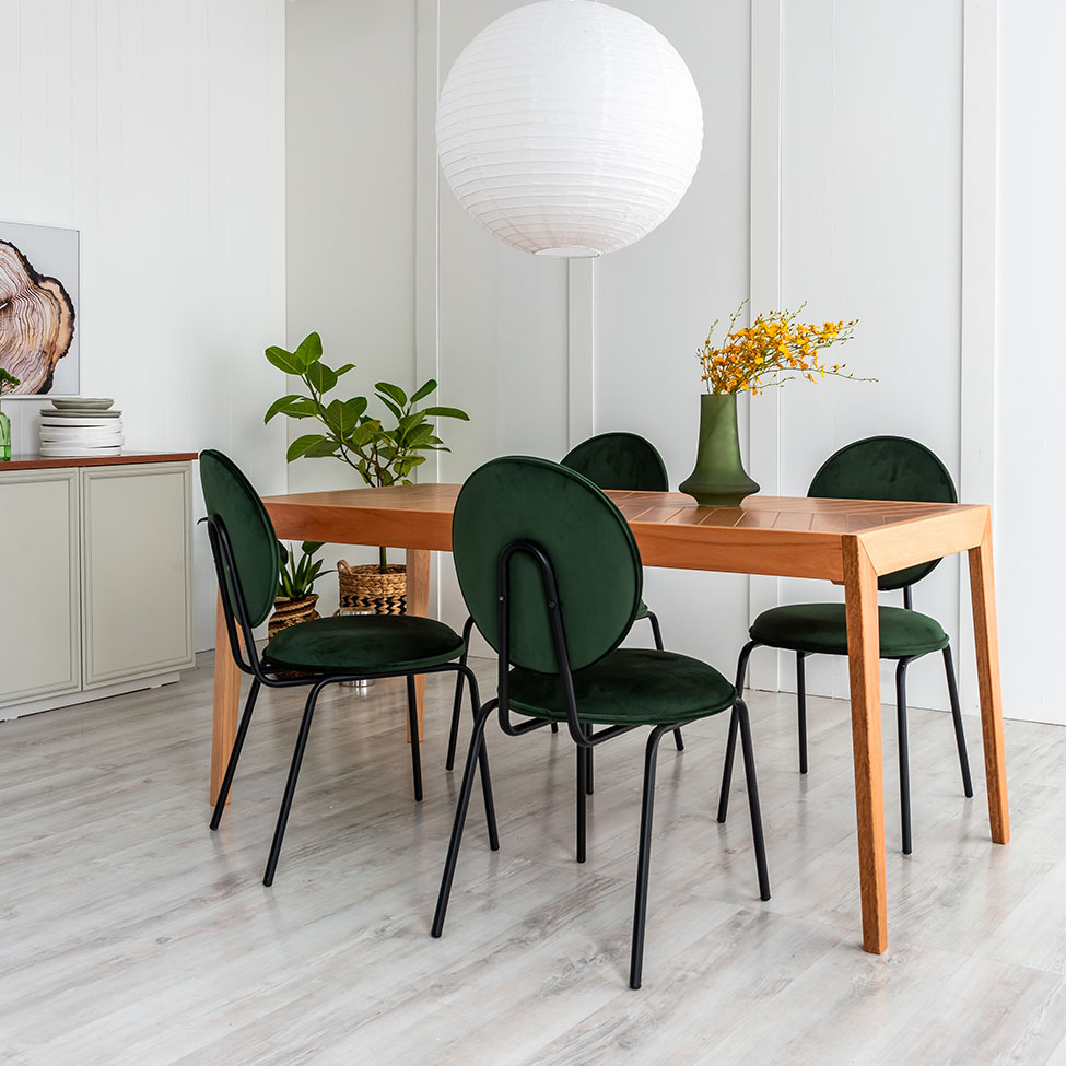 Mesa de Jantar Retangular Samambaia Madeira Maciça Avelã 159 cm