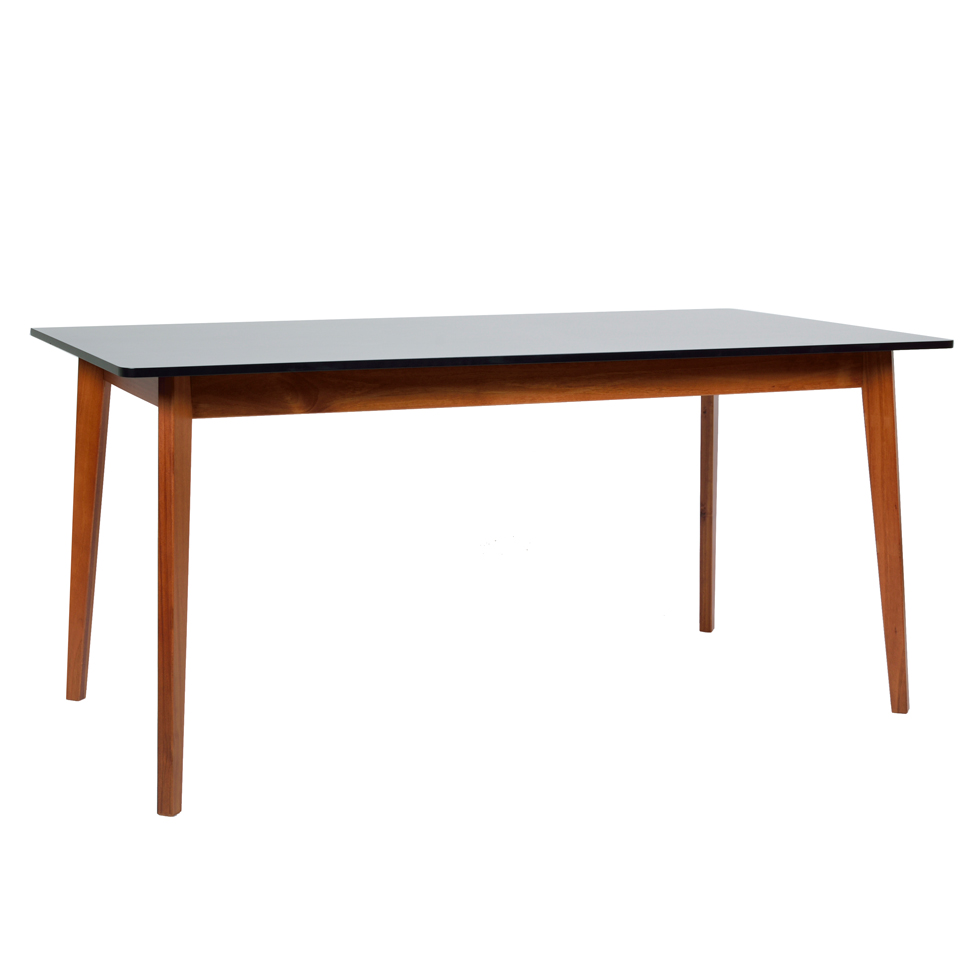 Mesa de Jantar Retangular Tóquio Preta e Castanho 160 cm