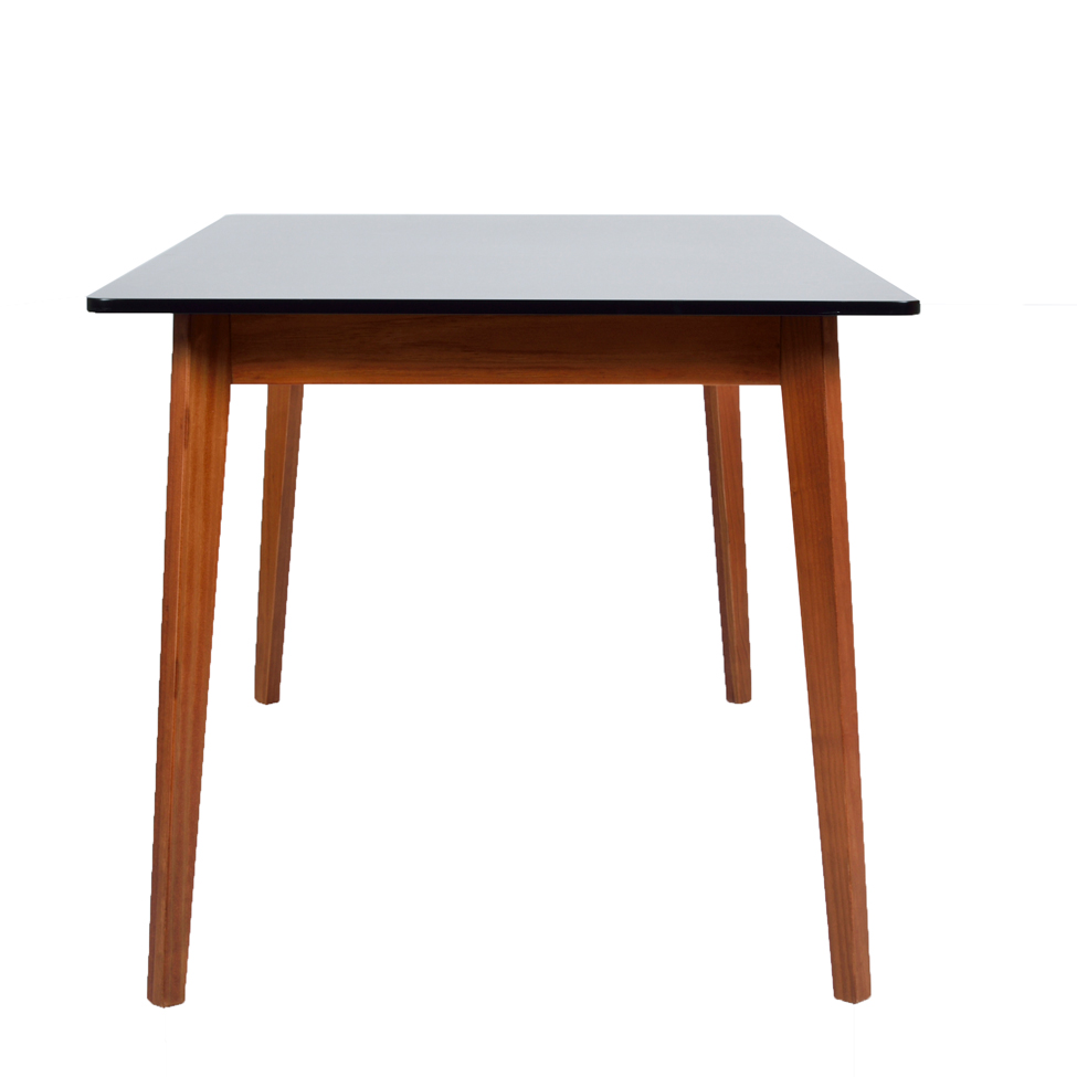 Mesa de Jantar Retangular Tóquio Preta e Castanho 160 cm