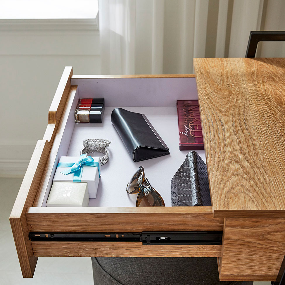 Penteadeira com Espelho 1GV 5 PRT Naarden Acácia e Preta 100 cm