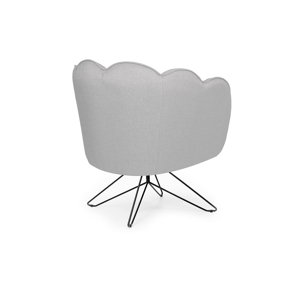 Poltrona Ariel Base Aço Linho Creme e Preta