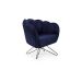 Poltrona Ariel Base Aço Suede Marinho e Preta