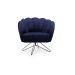Poltrona Ariel Base Aço Suede Marinho e Preta