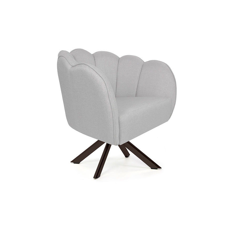 Poltrona Ariel Giratória Linho Creme e Chocolate