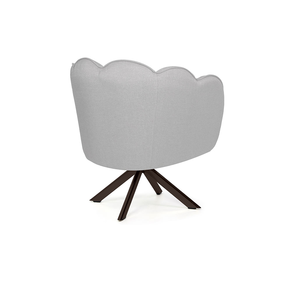 Poltrona Ariel Giratória Linho Creme e Chocolate