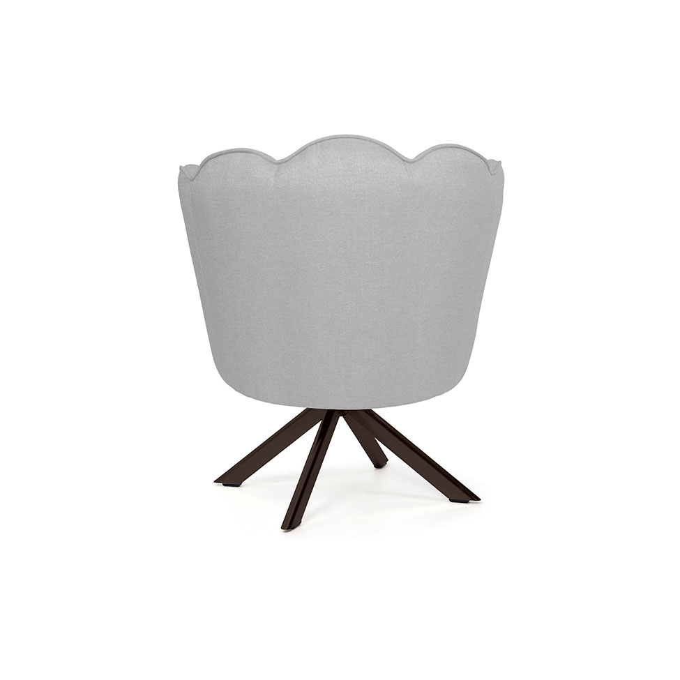 Poltrona Ariel Giratória Linho Creme e Chocolate