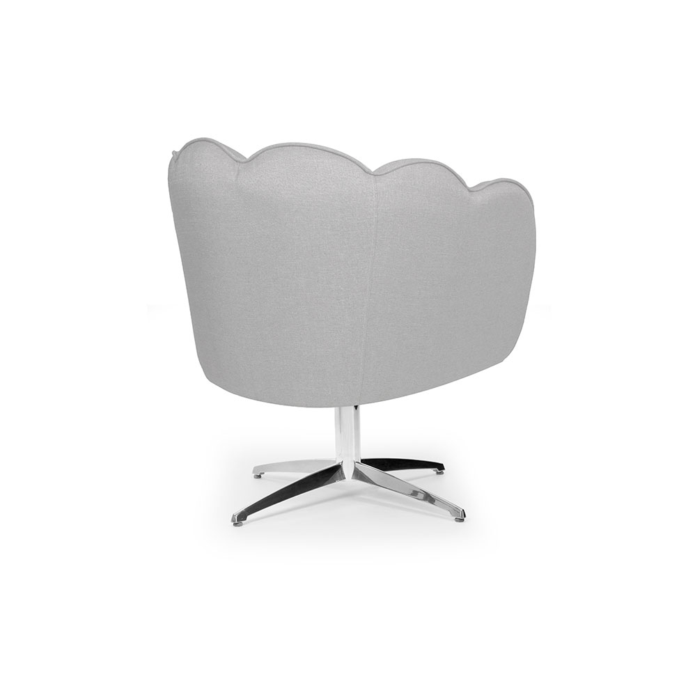 Poltrona Ariel Giratória Linho Creme e Cromada