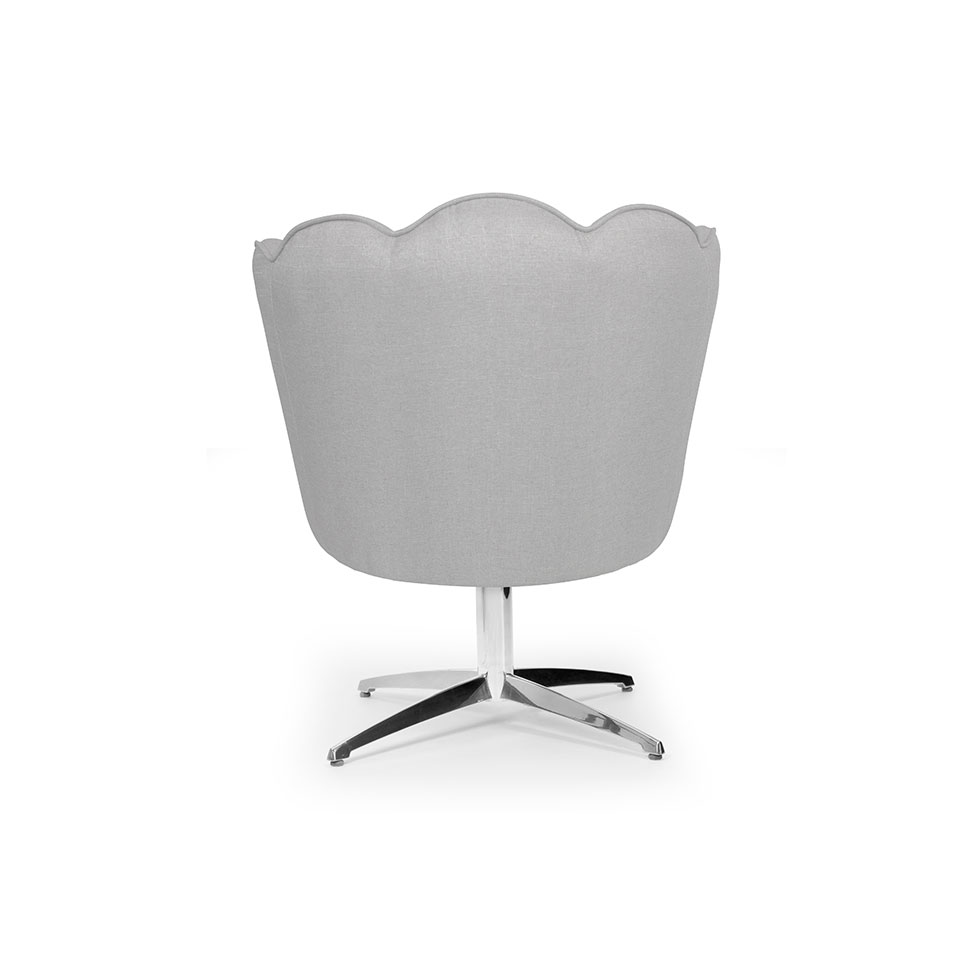 Poltrona Ariel Giratória Linho Creme e Cromada