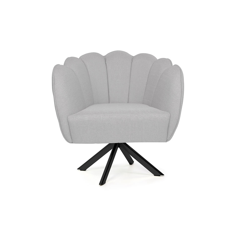 Poltrona Ariel Giratória Linho Creme e Preta