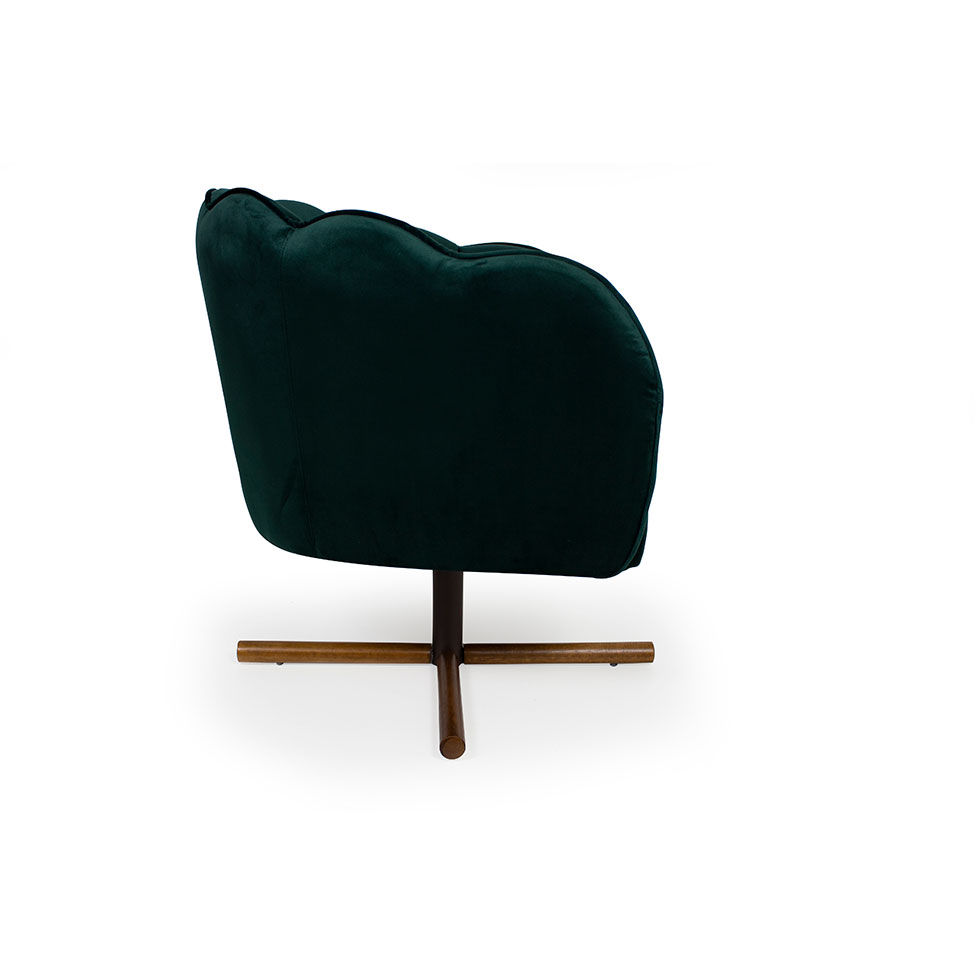 Poltrona Ariel Giratória Suede Esmeralda e Castanho