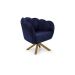 Poltrona Ariel Giratória Suede Marinho e Madeira