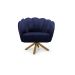 Poltrona Ariel Giratória Suede Marinho e Madeira