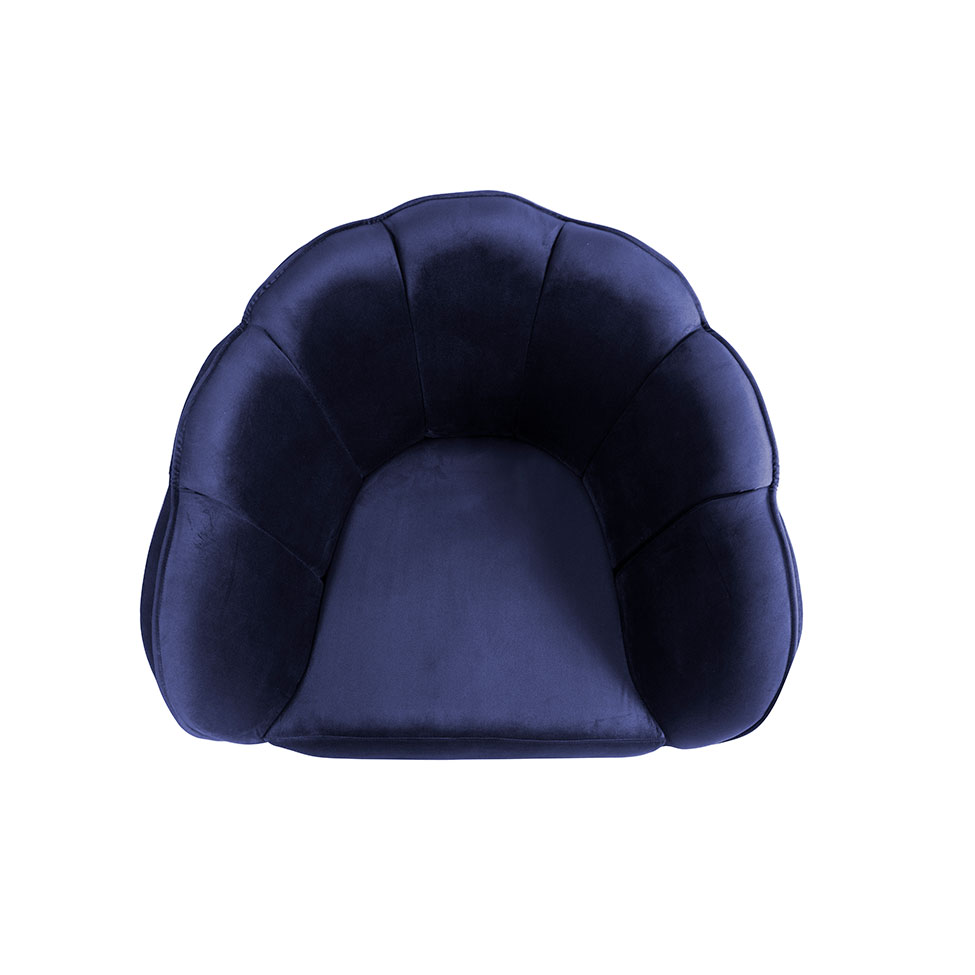 Poltrona Ariel Giratória Suede Marinho e Preta
