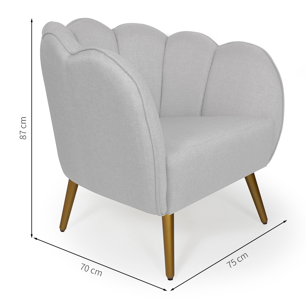 Poltrona Ariel Linho Creme e Dourada