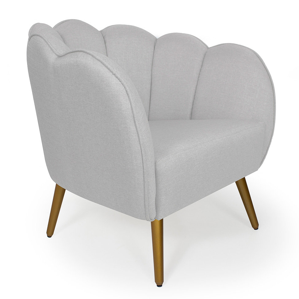 Poltrona Ariel Linho Creme e Dourada