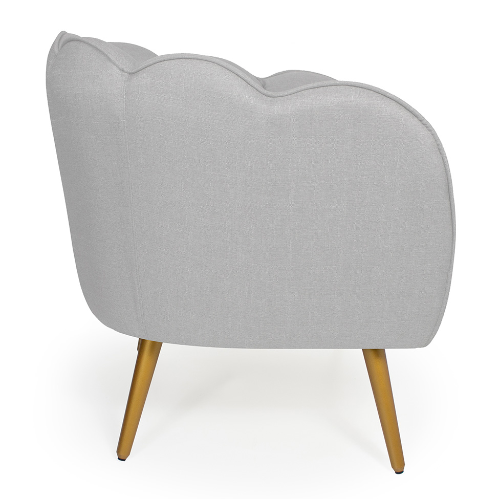 Poltrona Ariel Linho Creme e Dourada