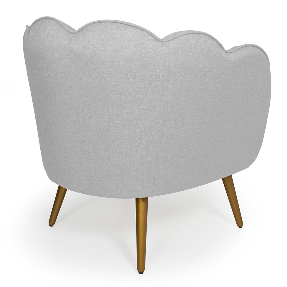 Poltrona Ariel Linho Creme e Dourada