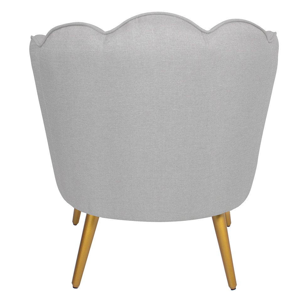 Poltrona Ariel Linho Creme e Dourada