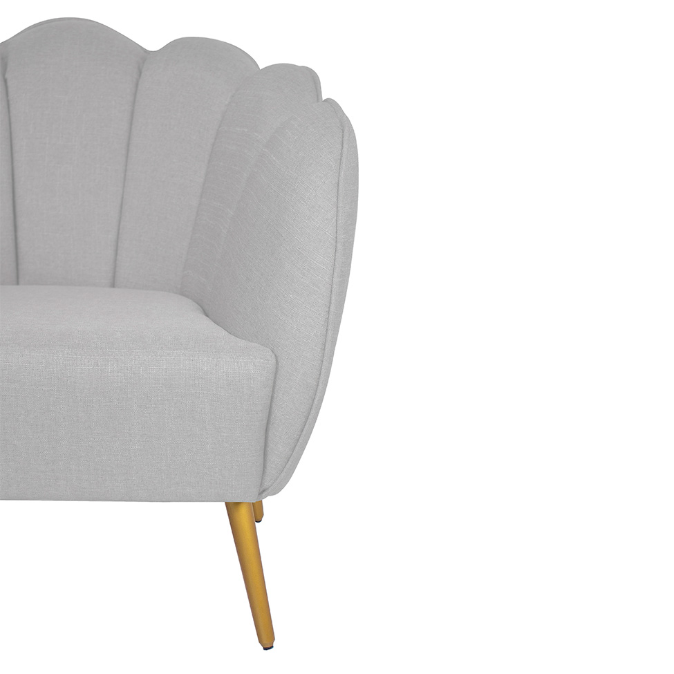 Poltrona Ariel Linho Creme e Dourada