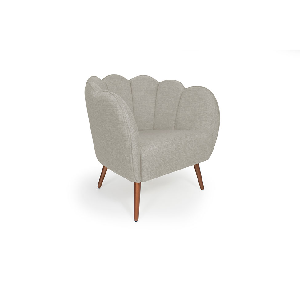 Poltrona Ariel Pé Palito Linho Aveia e Cobre