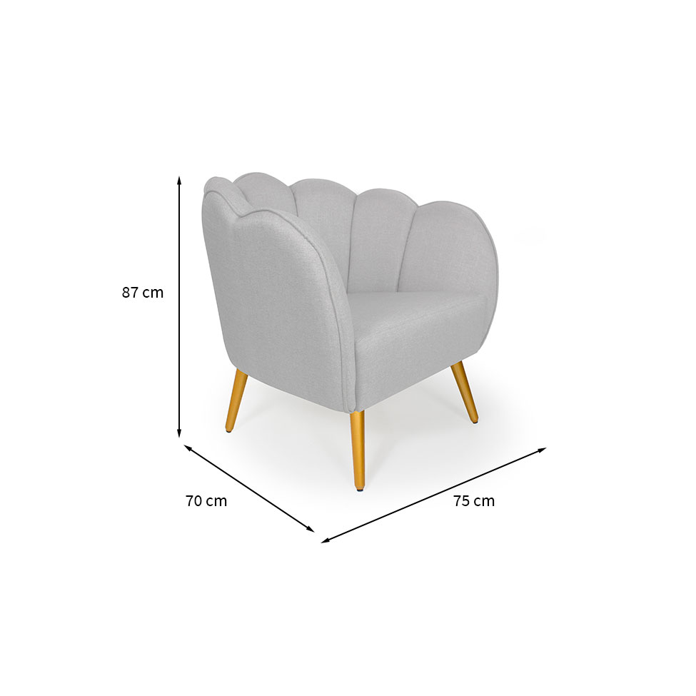 Poltrona Ariel Pé Palito Linho Creme e Bronze