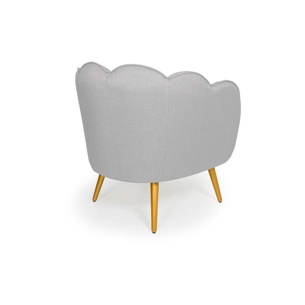 Poltrona Ariel Pé Palito Linho Creme e Bronze